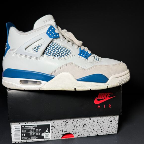 Size 9.5 - Nike Air Jordan 4 Retro Military Blue 2024 Men's Shoes